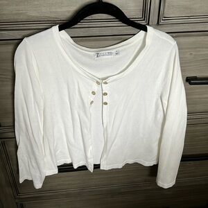 New York & Company white cropped cardigan